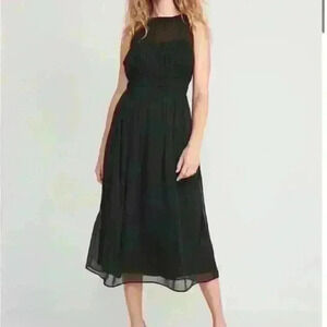 Fit & Flare Shirred Crinkled Maxi Dress for Women Size M Tall